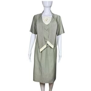 Vintage Quality Hill Originals Green Grey 2 Piece Skirt Set XS